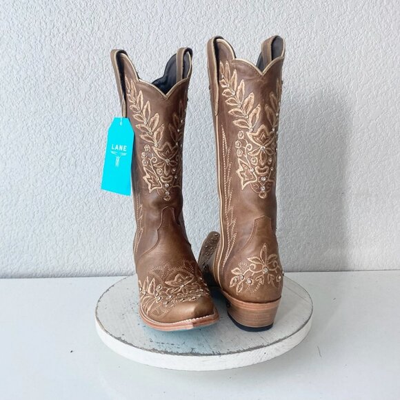 Lane boots Shoes - Lane DESTINY Womens Cowboy Boots 8.5 Brown Western Cowgirl Bridal Mid Calf Tall